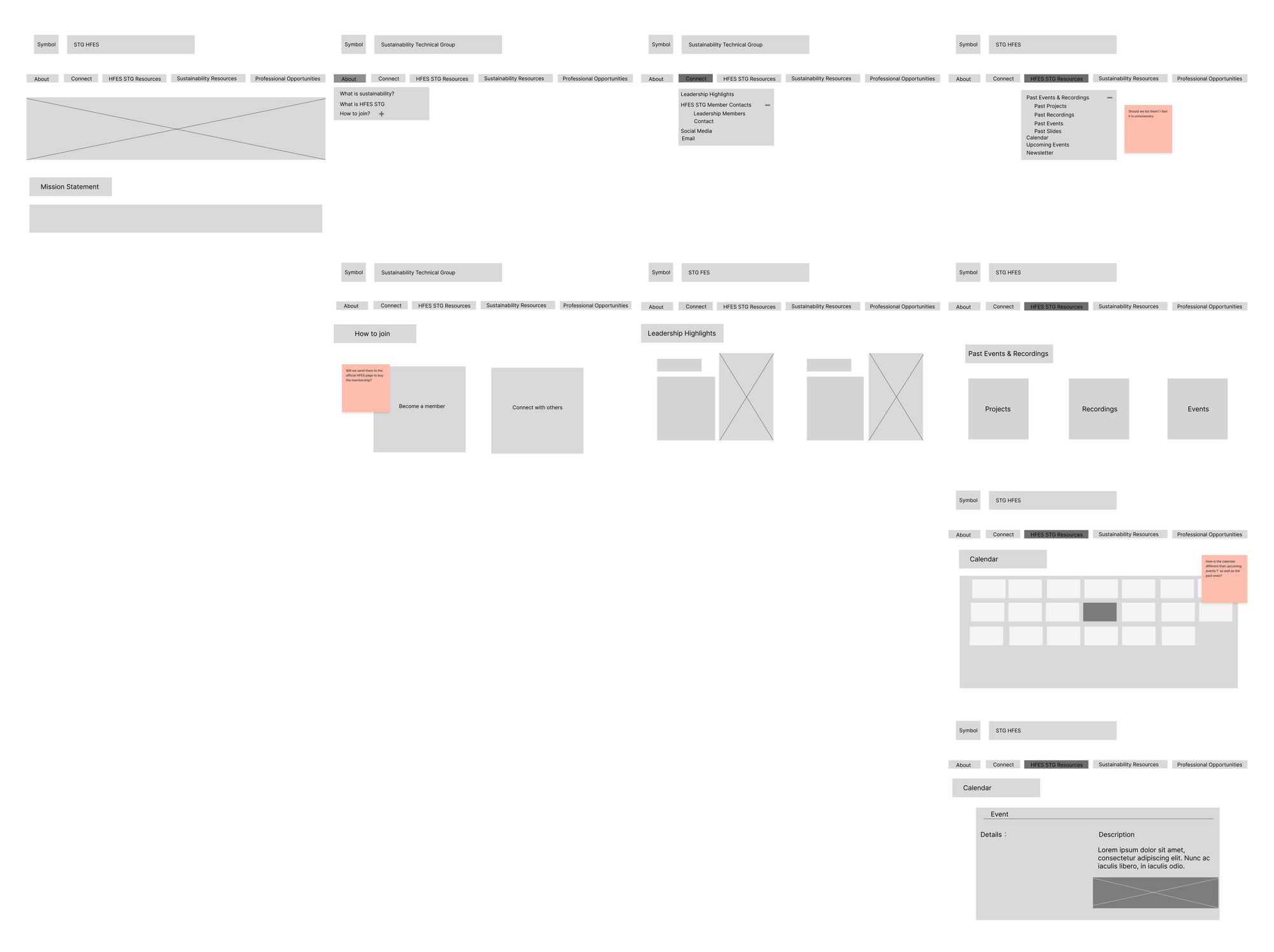 Low-fidelity wireframes