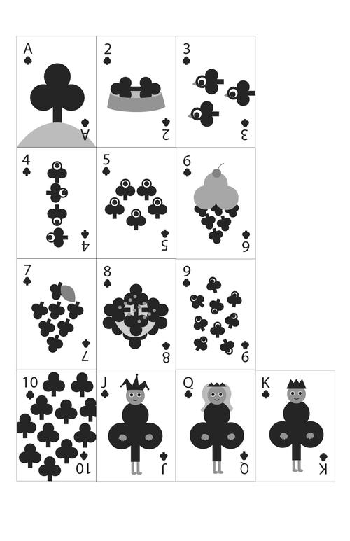 Playing Cards design sheet: clubs