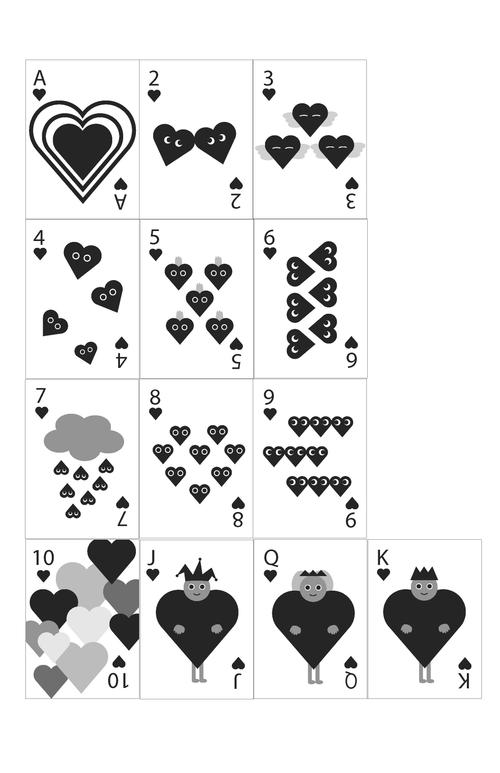 Playing Cards design sheet: hearts
