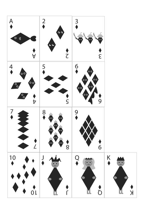 Playing Cards design sheet: diamonds